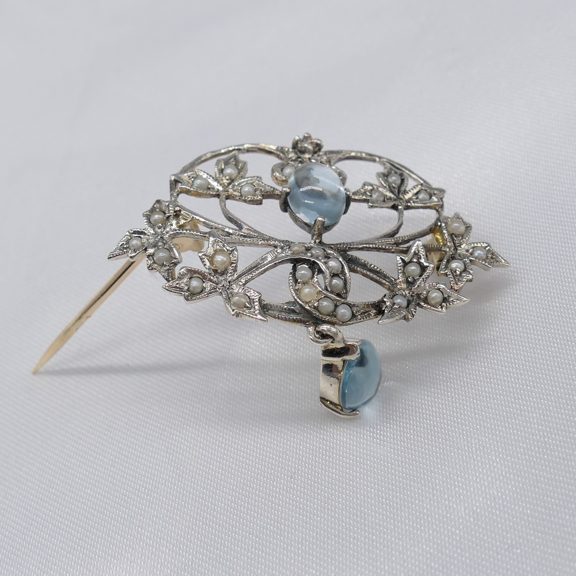 Edwardian-Style Topaz And Diamond Brooch With 2 Pi - Image 7 of 7