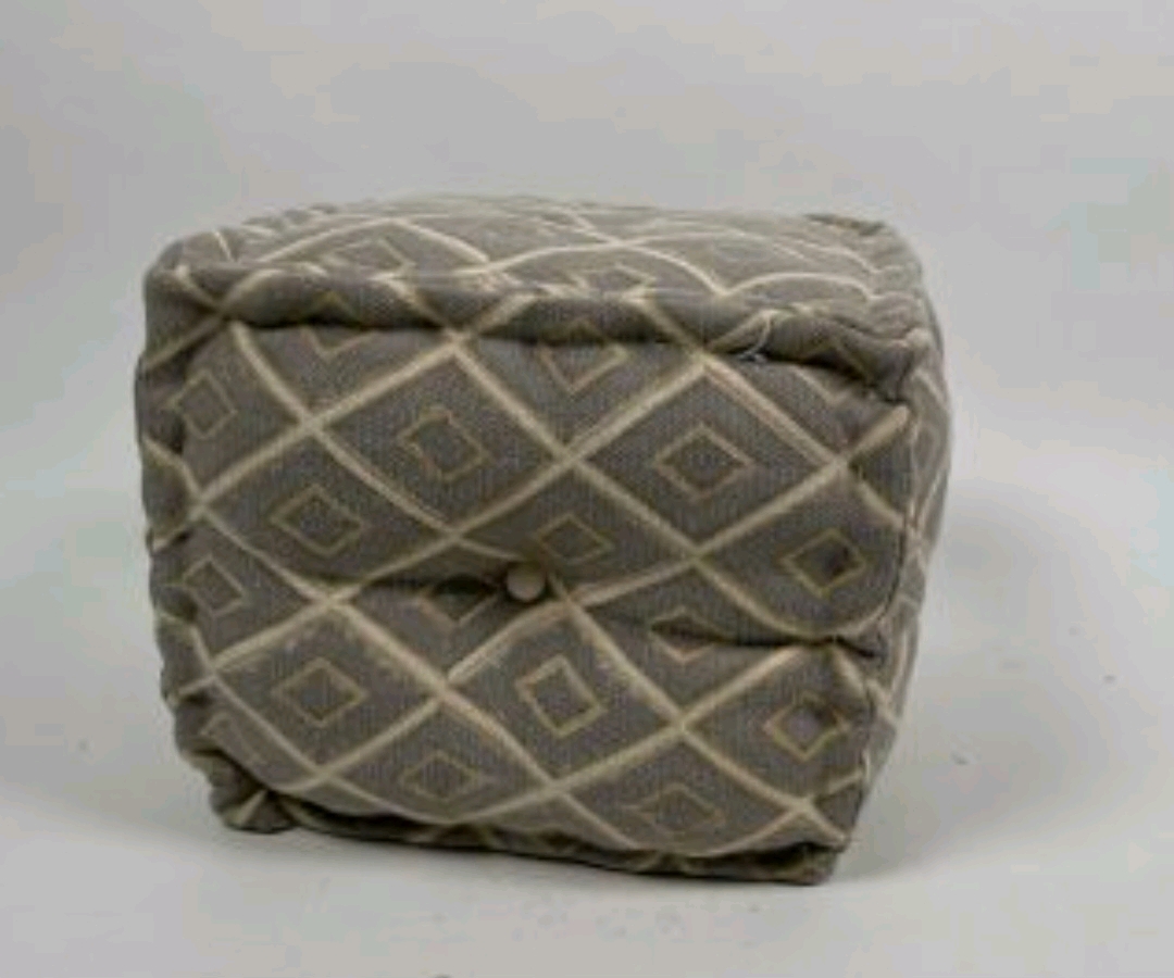 Patterned Fabric Cushioned Pouffee - Image 3 of 3