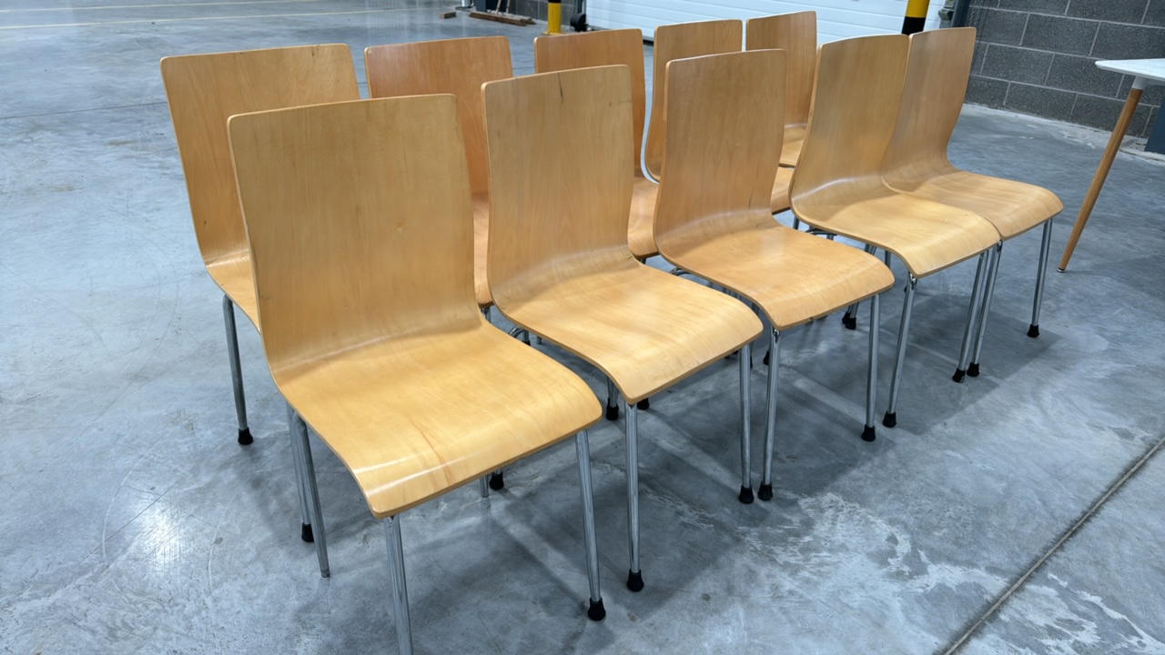 Wooden Chairs With Metal Frame x10 - Image 2 of 4