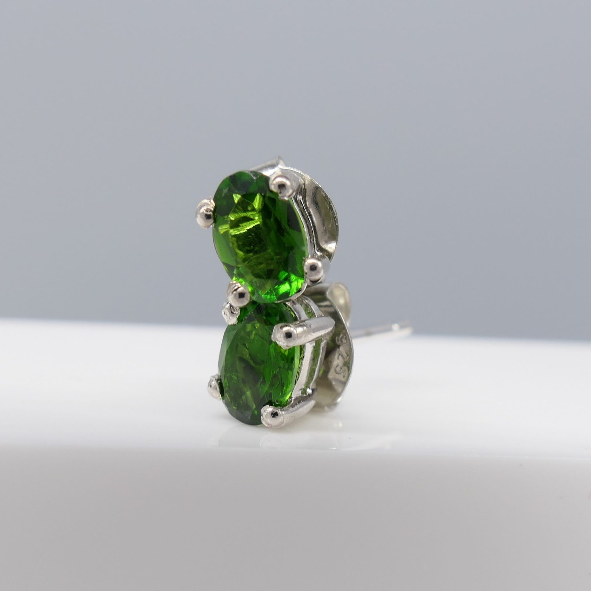 Pair Of Natural Chrome Diopside Ear Studs In Sterl - Image 2 of 7