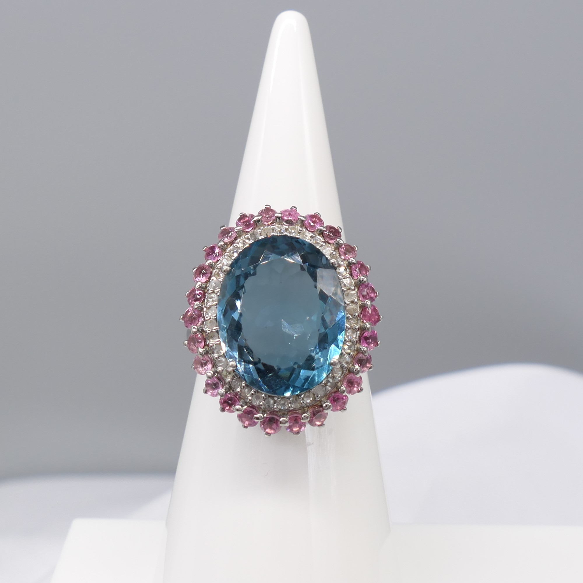 Stunning London blue topaz, pink tourmaline and di - Image 5 of 8