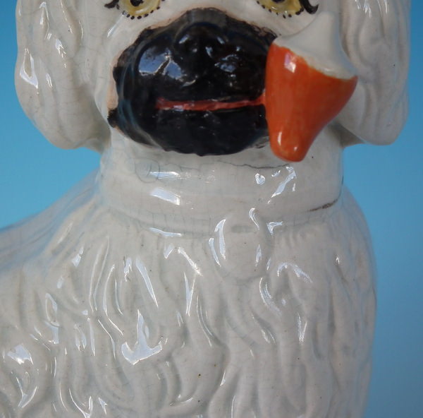 Staffordshire Pottery pipe smoking spaniel on blue - Image 8 of 15