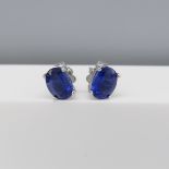 Natural Kyanite Gemstone Stud Earrings In Silver