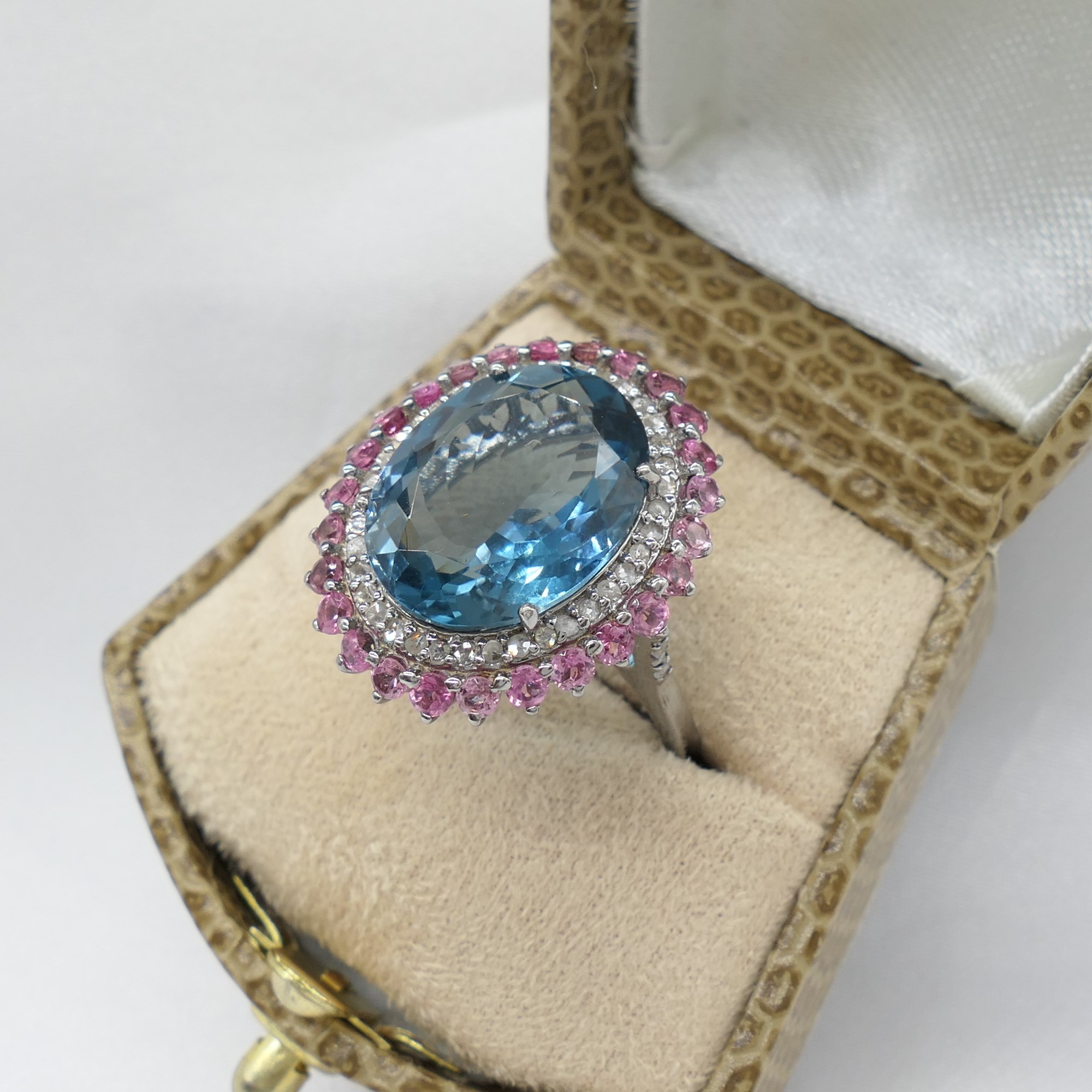 Stunning London blue topaz, pink tourmaline and di - Image 4 of 8