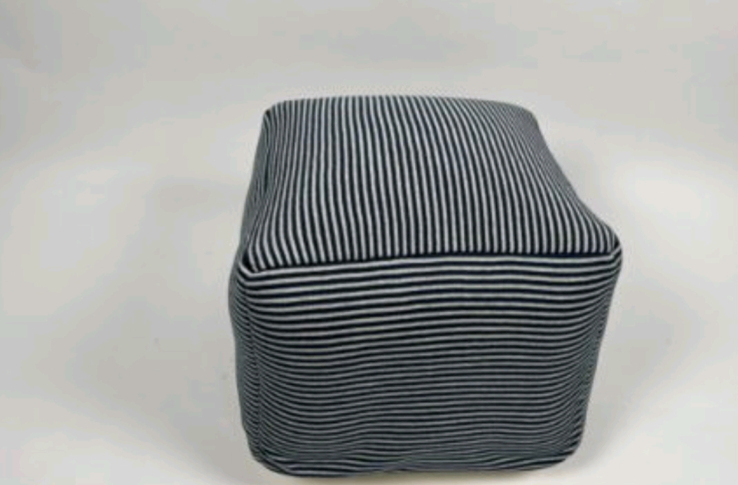 Blue & White Strip Bean Bag Pouffe - Image 2 of 3