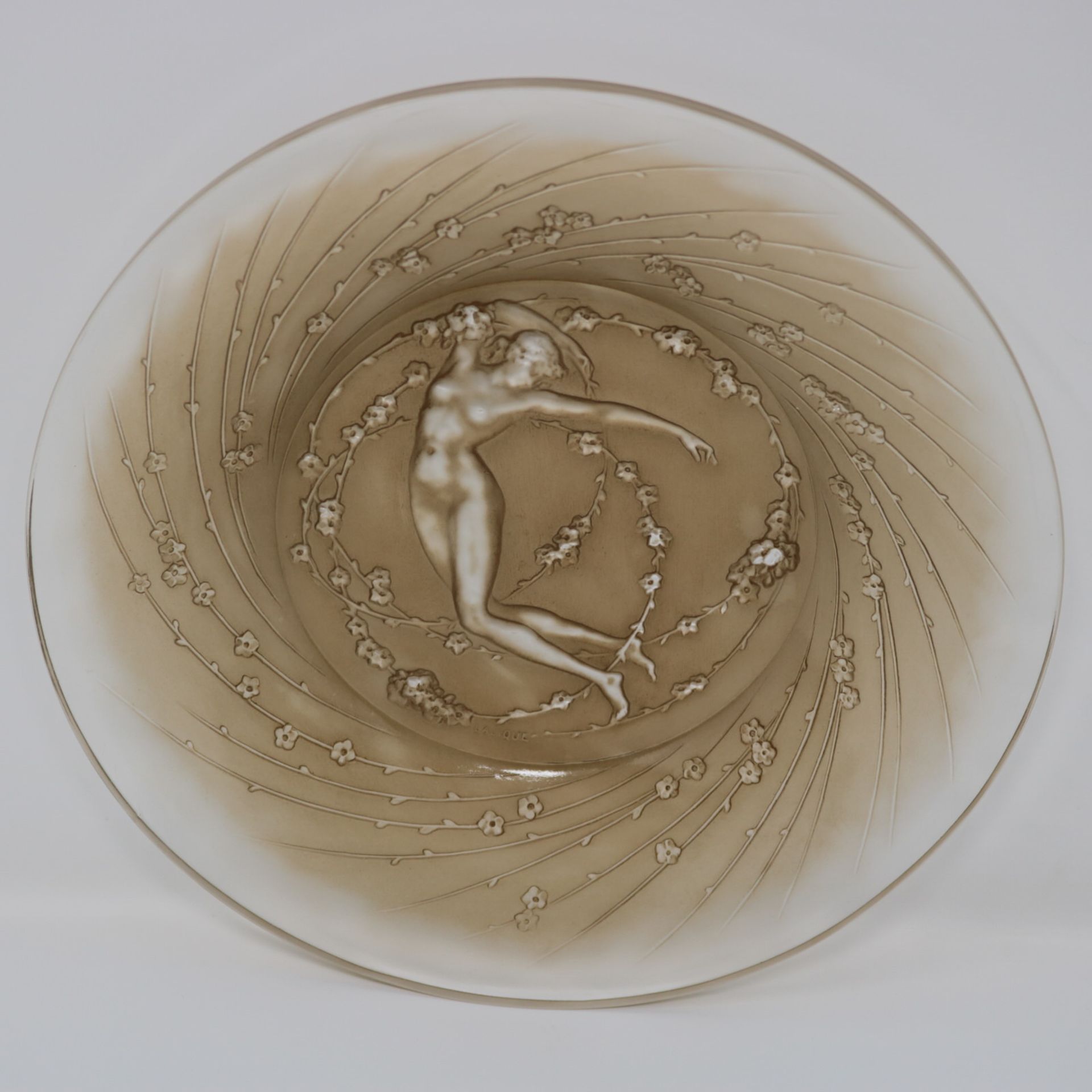 Rene Lalique Glass 'Une Figurine et Fleurs' Plate