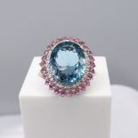 Stunning London blue topaz, pink tourmaline and di