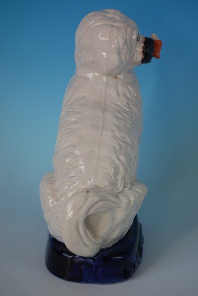 Staffordshire Pottery pipe smoking spaniel on blue - Image 2 of 15