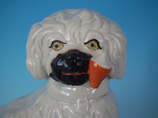 Staffordshire Pottery pipe smoking spaniel on blue - Image 6 of 15