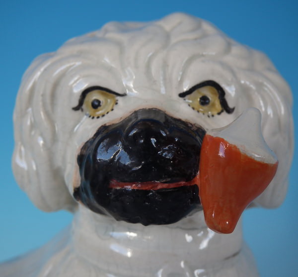 Staffordshire Pottery pipe smoking spaniel on blue - Image 15 of 15