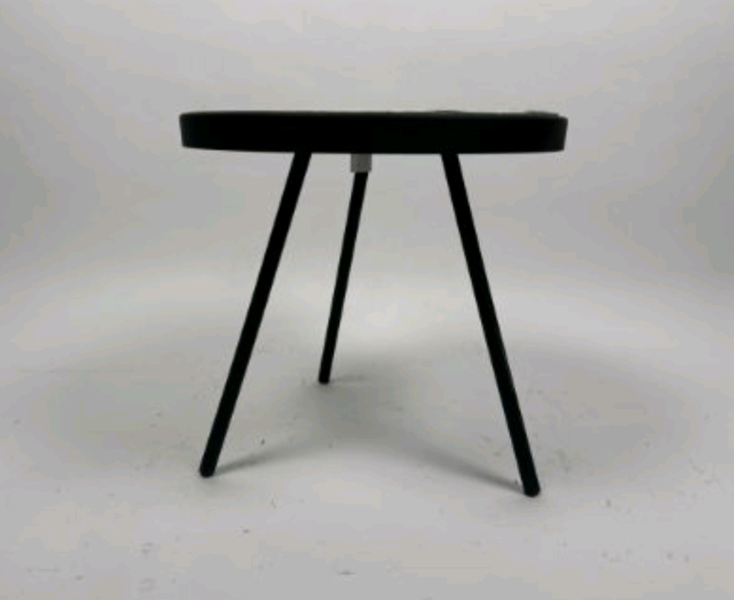 AMARA Circular Side Table Cow Print Fur Top Black - Bild 2 aus 3