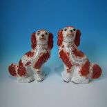 Pair Staffordshire Pottery russet & white curly ta