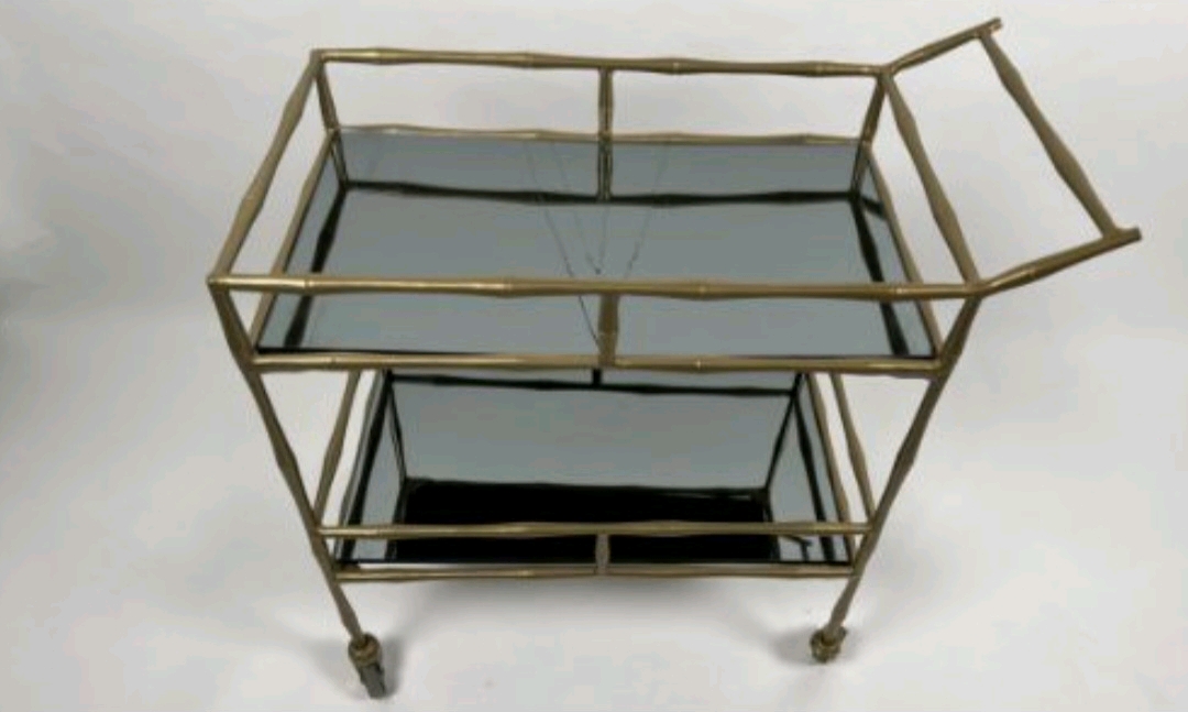 Amara Luxe Gold and Glass Drinks Trolley - Image 2 of 4