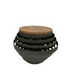 Global Explorer Wooden Top Corrugated Metal Side Table