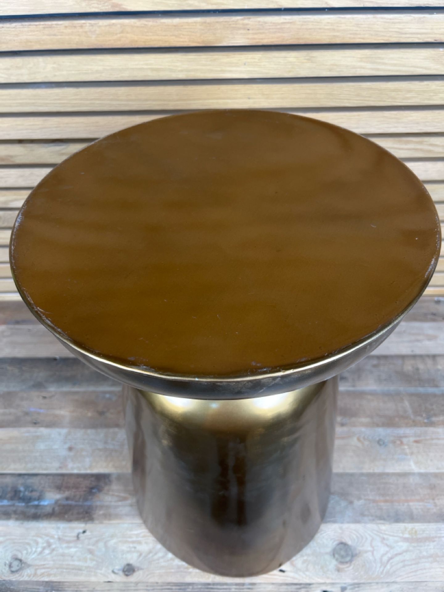 Brown Metal Drum Side Table Designed By Amara - Image 2 of 4