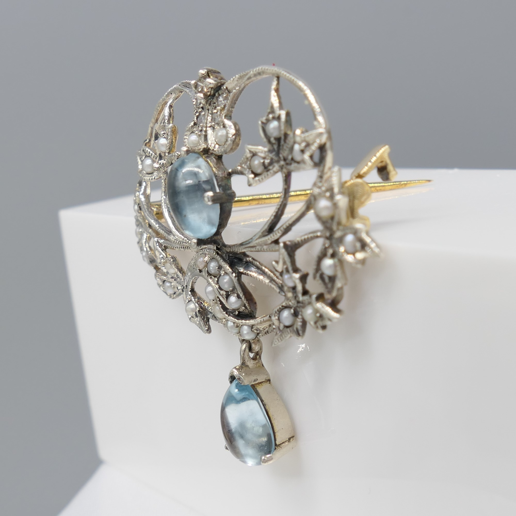 Edwardian-Style Topaz And Diamond Brooch With 2 Pi - Image 4 of 7