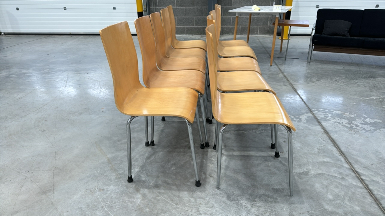 Wooden Chairs With Metal Frame x10 - Image 3 of 4