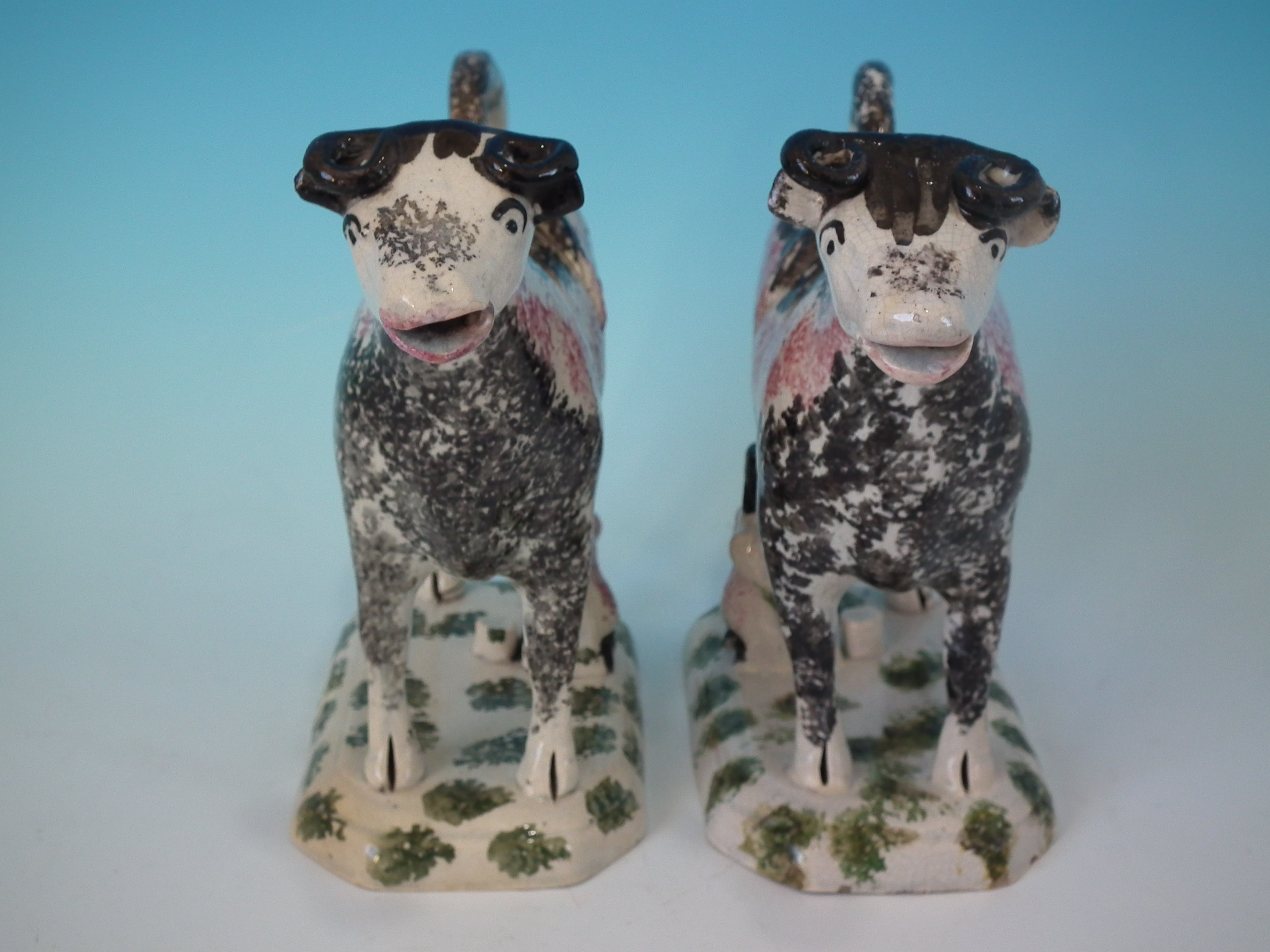 Pair Staffordshire Pearlware Pottery cow & milkmai - Image 4 of 28