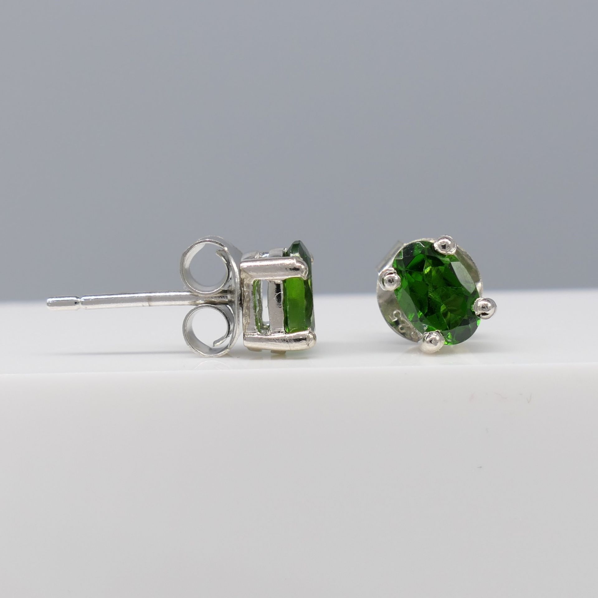 Pair Of Natural Chrome Diopside Ear Studs In Sterl - Image 3 of 7
