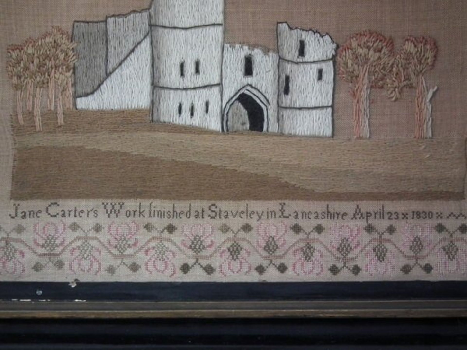 Needlework Sampler dated 1830 with Castle, by Jane - Image 5 of 19