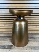 Brass Pedestal Small Round Side Tea Table