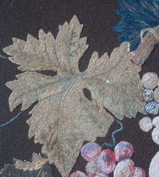 Antique Wool & Silkwork Bird with Fruit Embroidery - Image 9 of 15