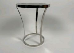 Silver Side Table With Marble Top