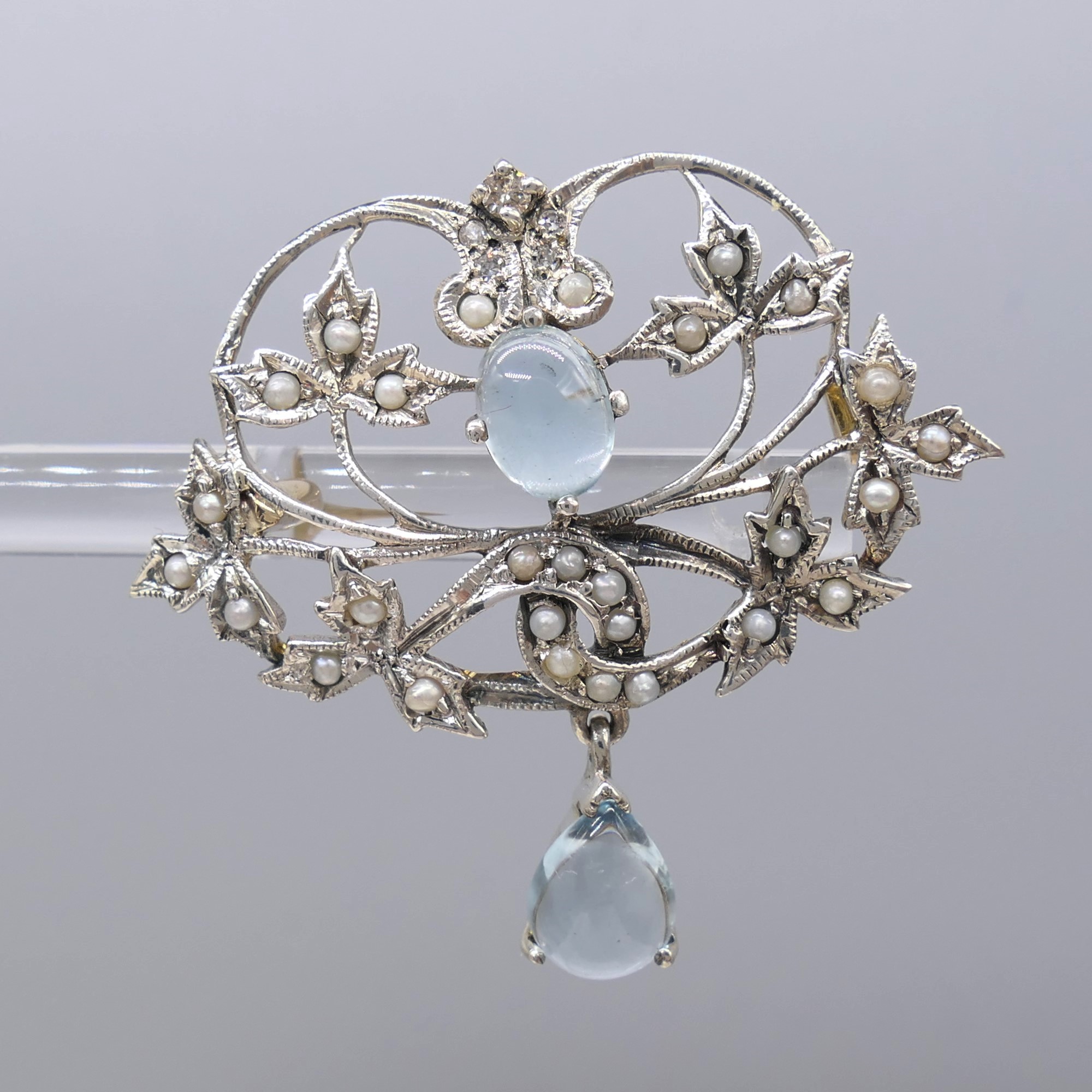 Edwardian-Style Topaz And Diamond Brooch With 2 Pi - Image 3 of 7
