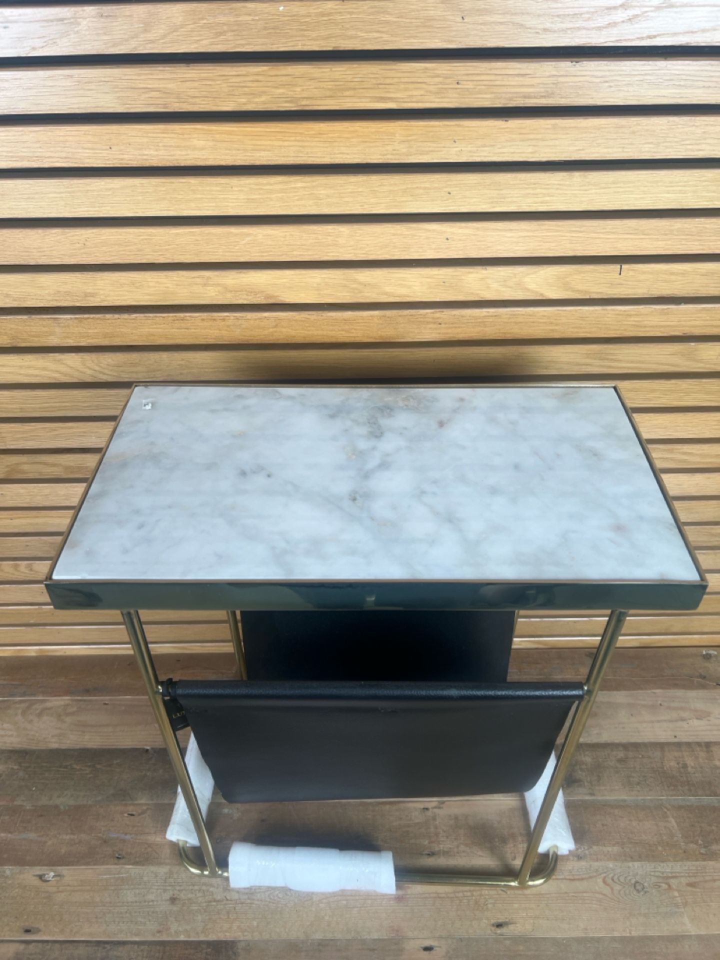 Amara Leather and Marble Side Table - Image 2 of 3