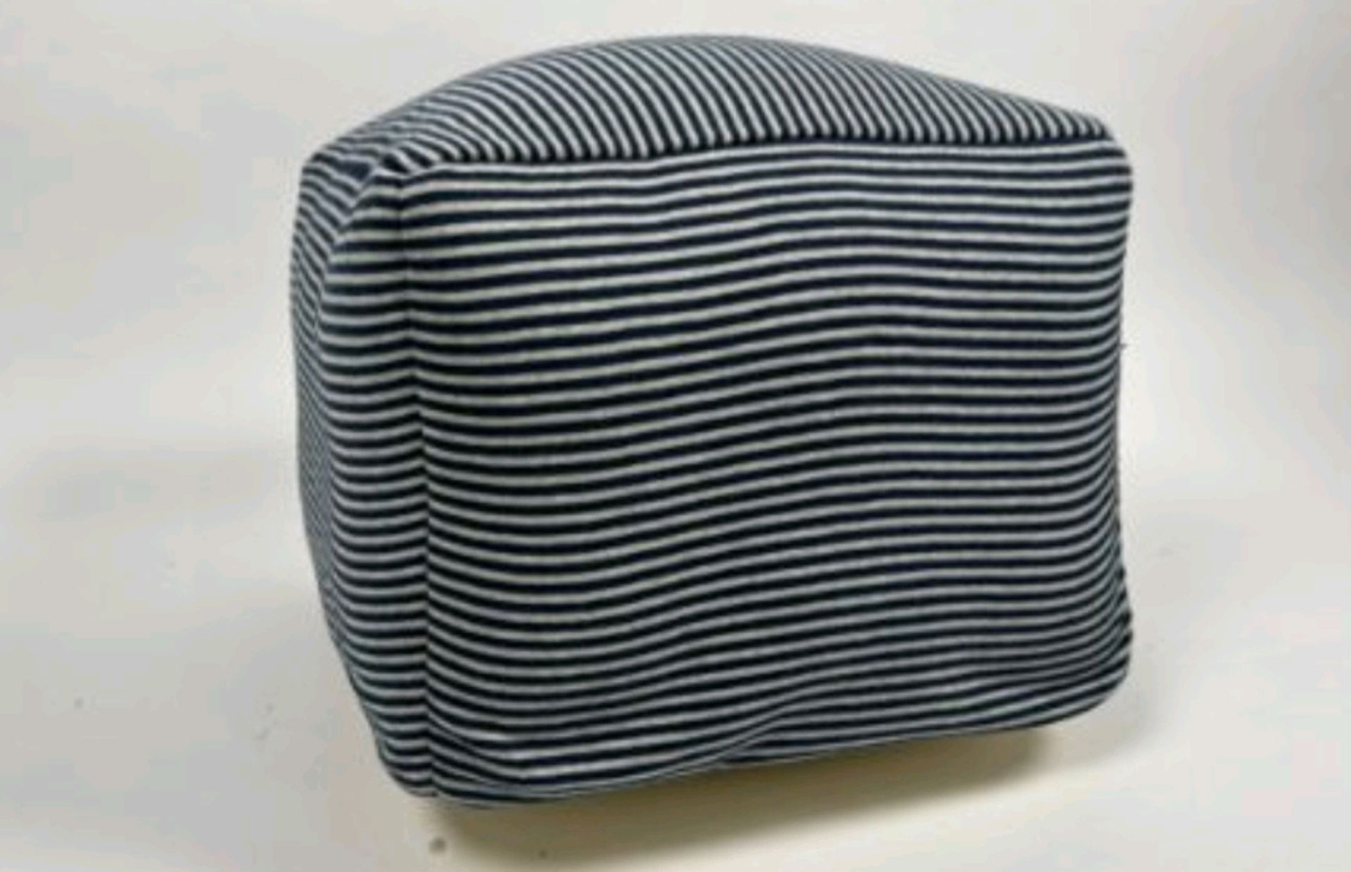 Blue & White Strip Bean Bag Pouffe - Image 3 of 3