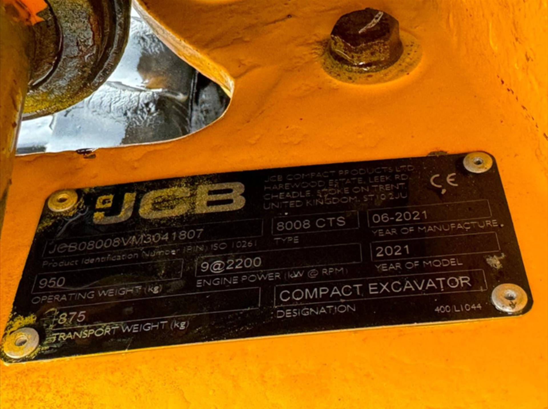 2021, JCB 8008 CTS EXCAVATOR - Image 3 of 14