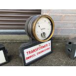 Vintage Revrone Cast Iron Power Station Transformer 2 Meter With Enamel Box And Brass Gauge Meter