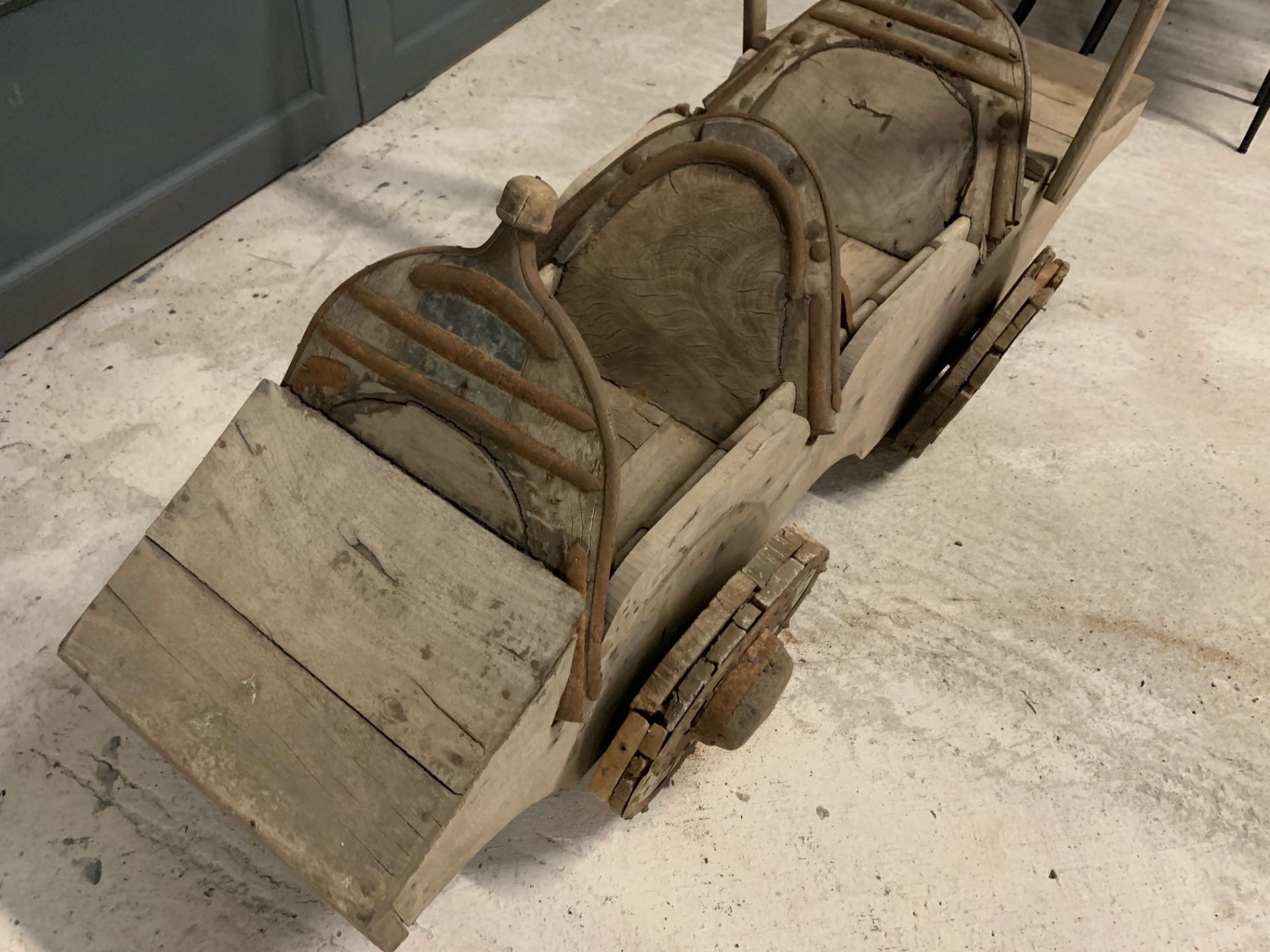 Antique Wooden Indian Childs Go Cart - Image 2 of 6