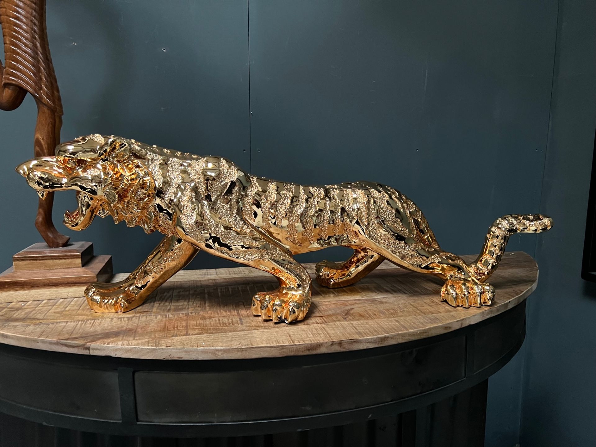 New Boxed Gold Resin Tiger Statue - Image 4 of 7