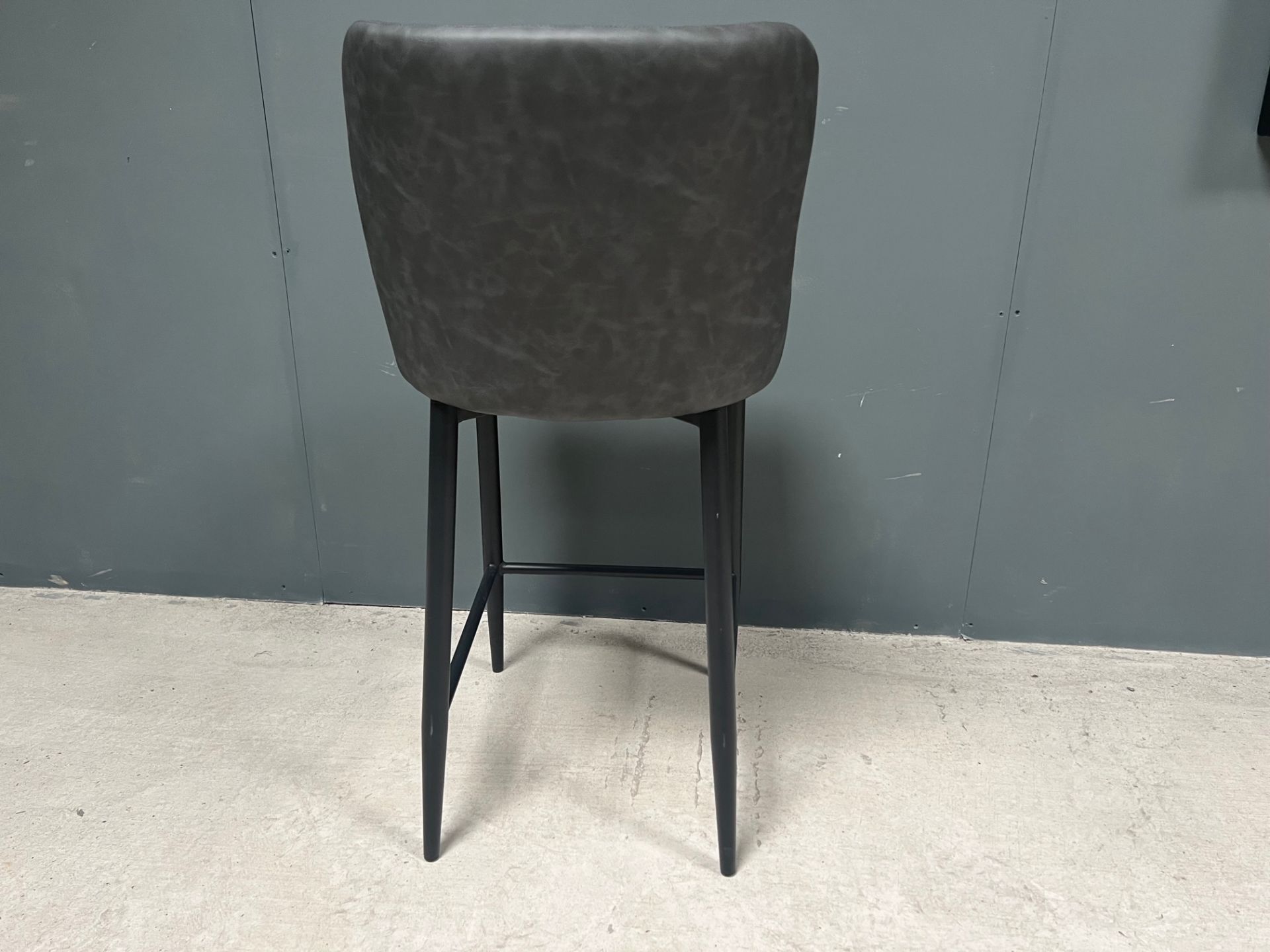 Boxed New Pair Of Classic Faux Leather High Bar Stools In Charcoal - Image 3 of 5