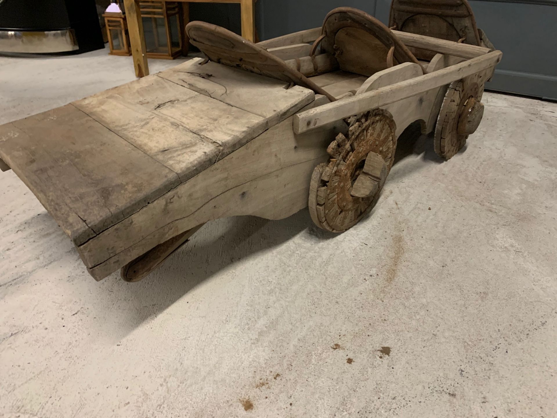 Antique Wooden Indian Childs Go Cart - Image 5 of 6