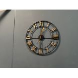 New Boxed Large Black And Gold Iron Skeleton Roman Numeral Clock