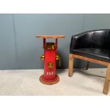 Brand New Boxed Industrial Metal Red Fire Hydrant Side Table With Wooden Top
