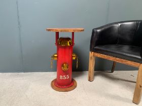 Brand New Boxed Industrial Metal Red Fire Hydrant Side Table With Wooden Top