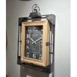New Boxed Square Industrial Style Old Town Road Clock