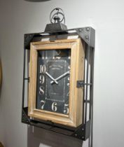 New Boxed Square Industrial Style Old Town Road Clock