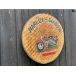 Large Rattan Hand Painted Harley Red Wall Plaque