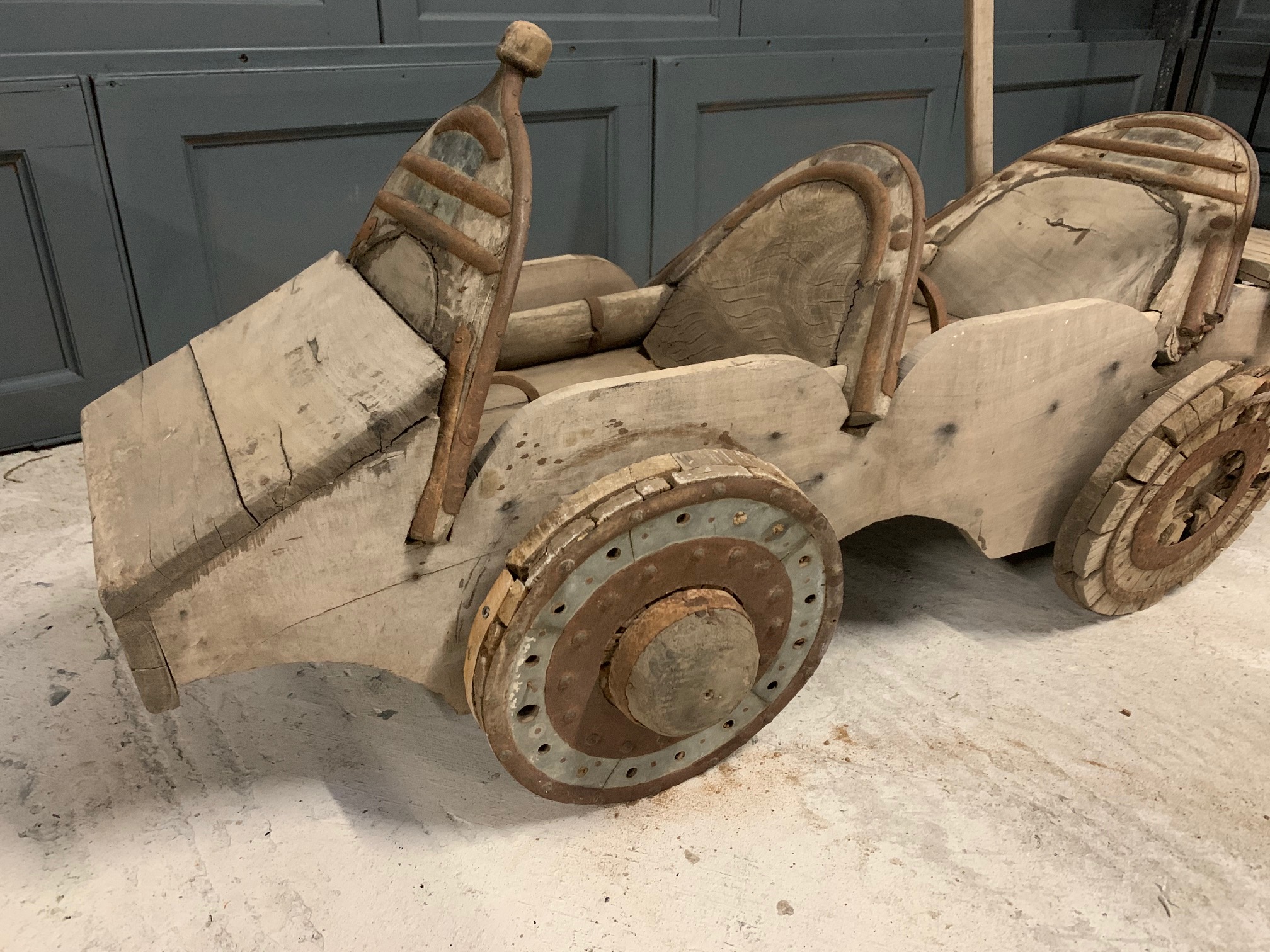 Antique Wooden Indian Childs Go Cart - Image 3 of 6