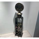 New Boxed Large Industrial Style Black And Gold Clock Wine Rack