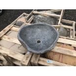 Heavy Original Carved And Polished Basalt Riverstone Sink Approx 40-50cm