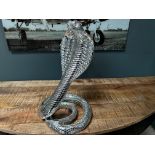 New Boxed Large Silver Resin Snake Statue