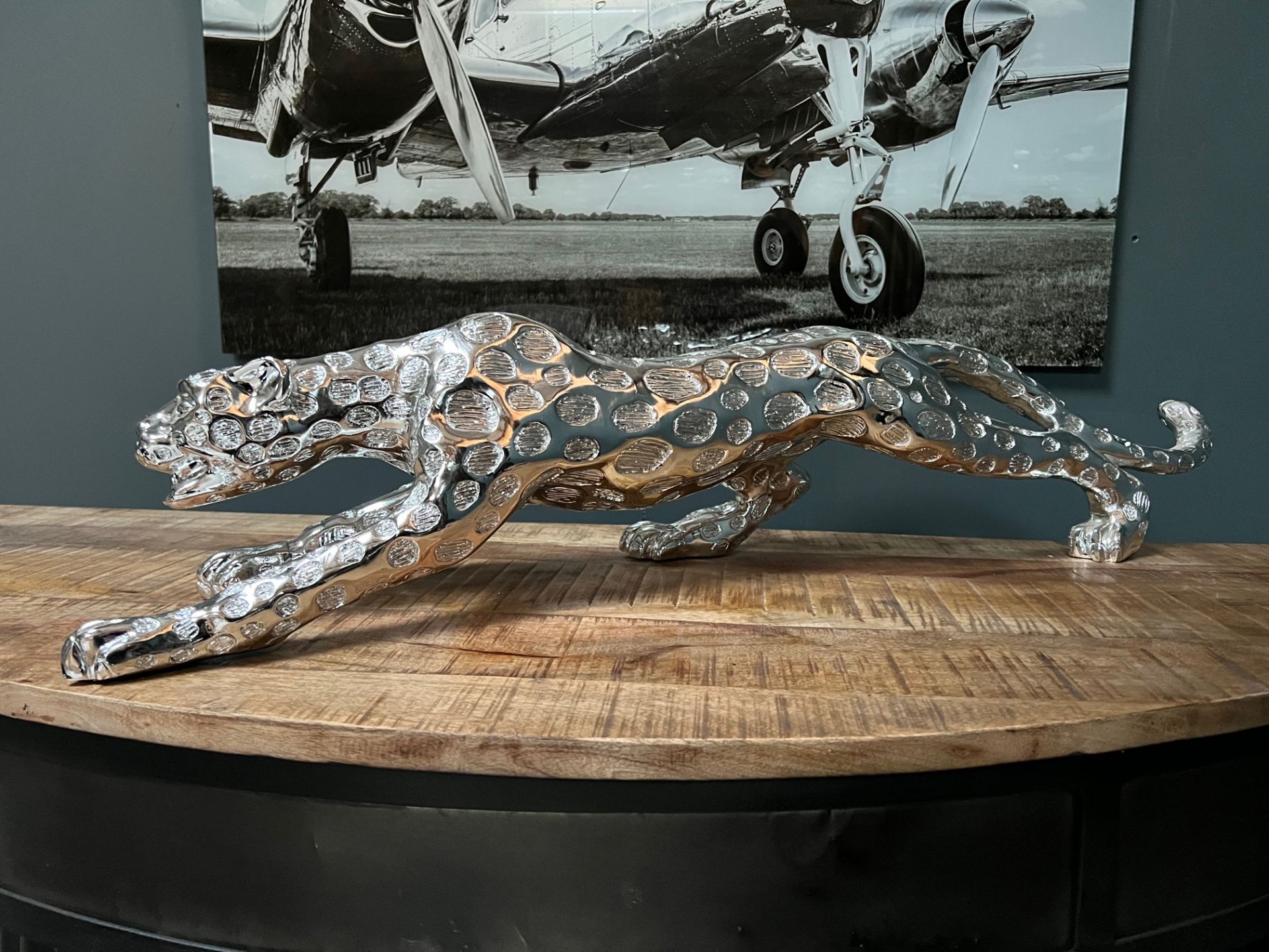 New Boxed Large Resin Silver Jaguar Statue - Bild 4 aus 4