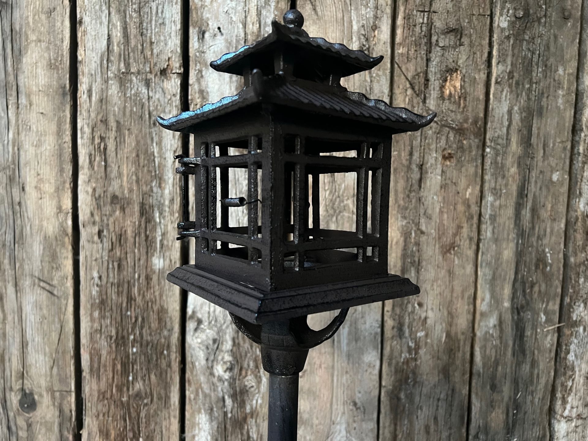 Large Cast Iron Oriental Garden Lantern On Stand DecorationÊ - Image 3 of 4
