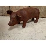 Cast Iron Rusty Small Outdoor Pig