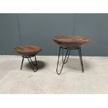 Brand New Boxed Pair Of Indian Tagari Side Tables In A Rustic Finish